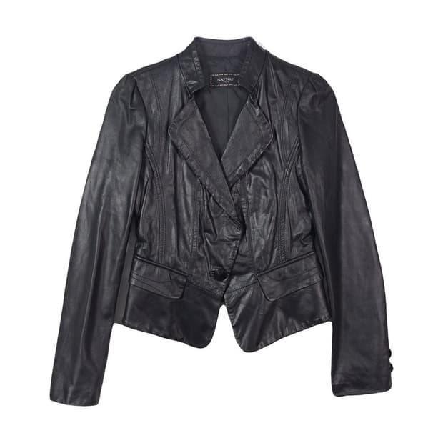 나프나프 셔링 디테일 슬림핏 리얼 양가죽 자켓