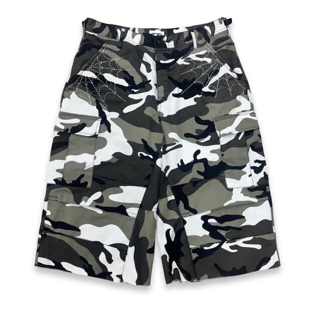 Distressed Sashiko Snow camo Bermuda _ 0