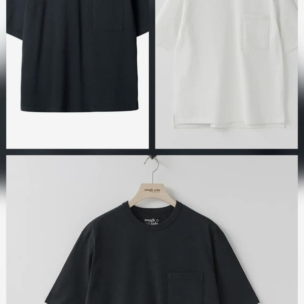 러프사이드 포켓 반팔티 블랙/화이트/네이비