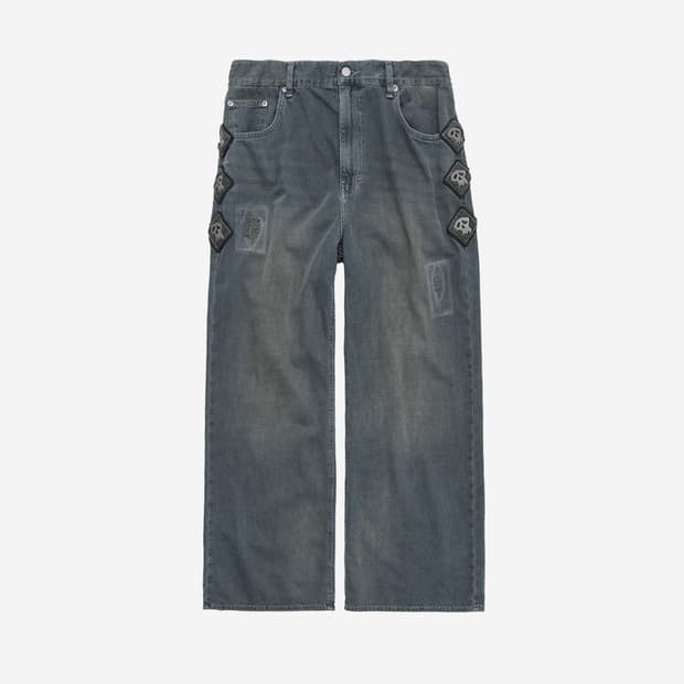 폴리테루 행크 내로우 고시마 데님 팬츠 블루 그레이