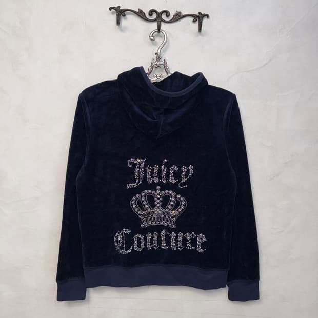 Juicy Couture navy cubic velvet 후드집업