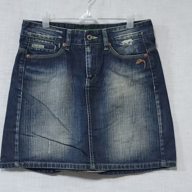 빈폴 정품 빈폴진 BEAN POLE 빈티지 A라인 데님 미니 스커트 청치