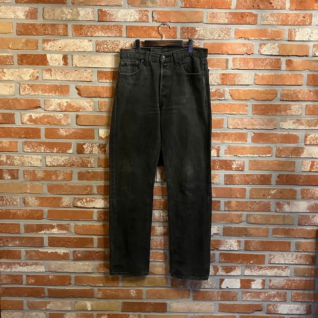 90s USA 빈티지 리바이스 501 0660 블랙진 흑청 데님 팬츠