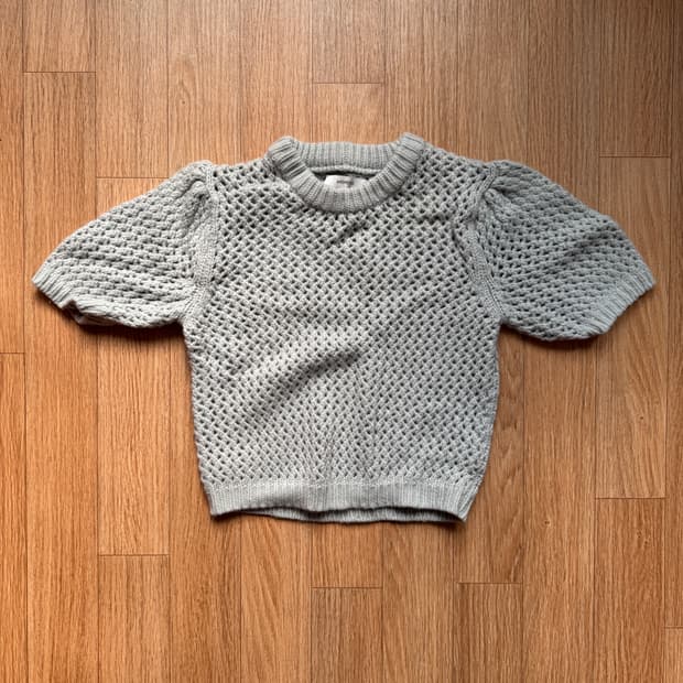 AMOMENTO 벌룬 슬리브 크로셰 풀오버 