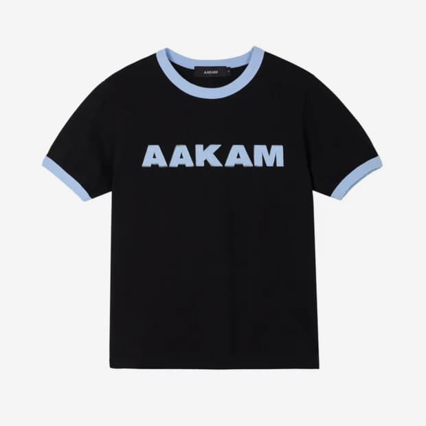 Logo Patch Ringer Top (Black-Sky Blue)