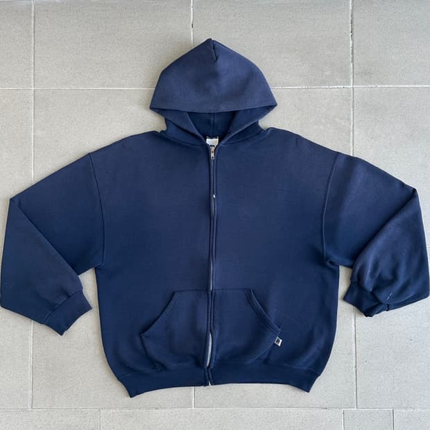 00s 빈티지 러셀 후드집업 네이비 L
