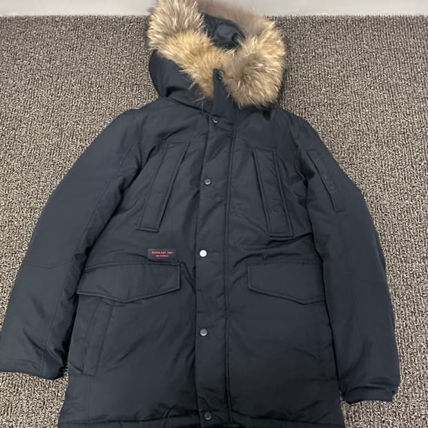 GUESS 게스 덕다운 라쿤 사파리 롱패딩 블랙 95(M)