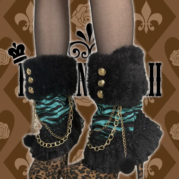 갸루 지브라 퍼 레그워머 Zebra fur leg warmer ☆*