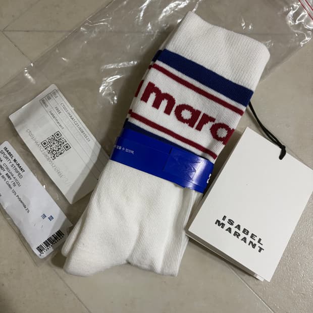 [새상품]이자벨마랑 로고 양말 화이트