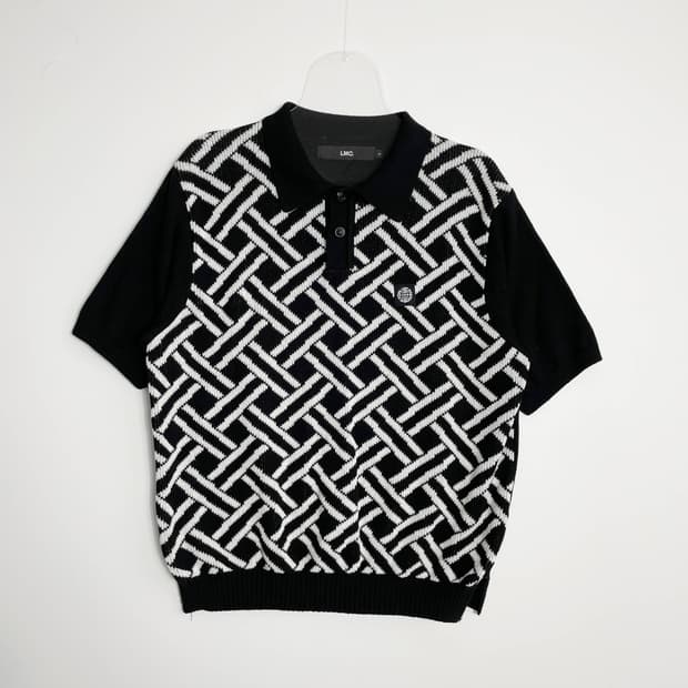 E2 LMC 위빙 패턴 니트 폴로 셔츠 블랙 M사이즈