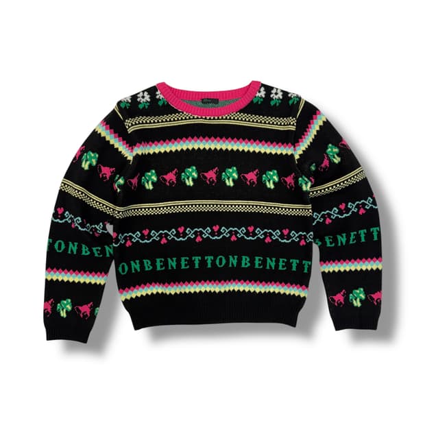 베네통 우먼스 빈티지 패턴 니트 (S)  