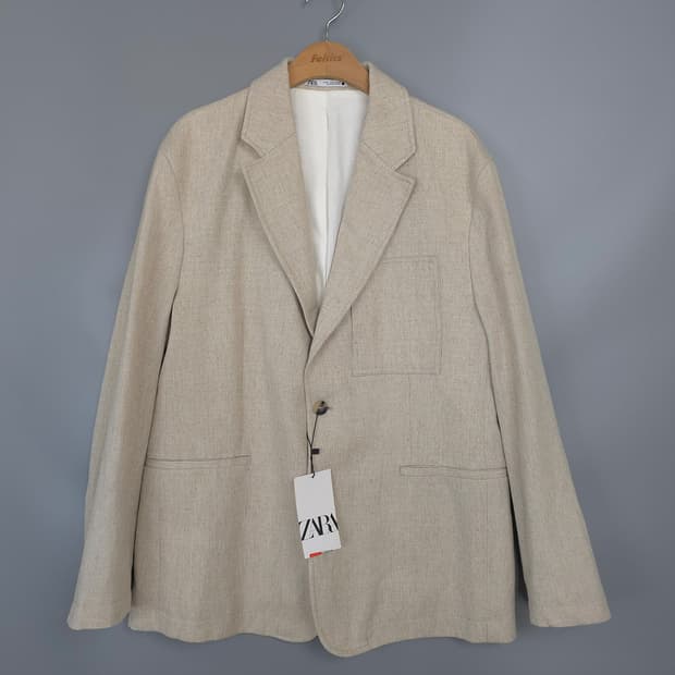 새제품 자라 ZARA 린넨 블렌드 테일러드 자켓 M