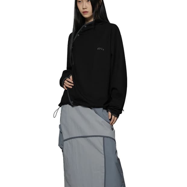 아트오브필드 SIDE SNAP JERSEY HOODED - BLACK 2