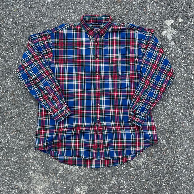 빈티지 90s 노티카 체크셔츠 