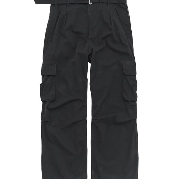 [2]폴리테루 벨티드 카고 팬츠 블랙