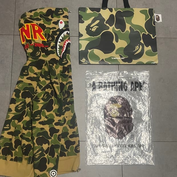 새상품급) 베이프 abc카모 녹계 그린 샤크 후드집업