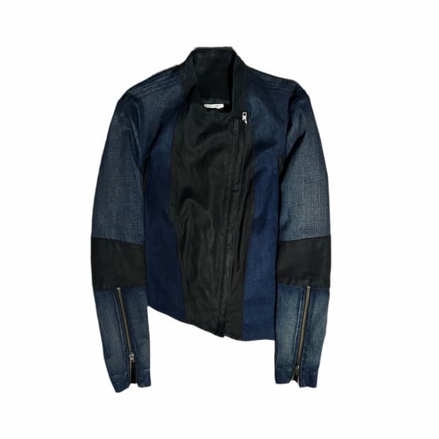 Helmut lang Denim Leather Biker Jacket