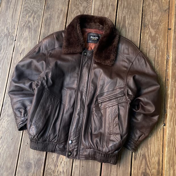 빈티지 양가죽 퍼탈부착 리얼레더 봄버자켓