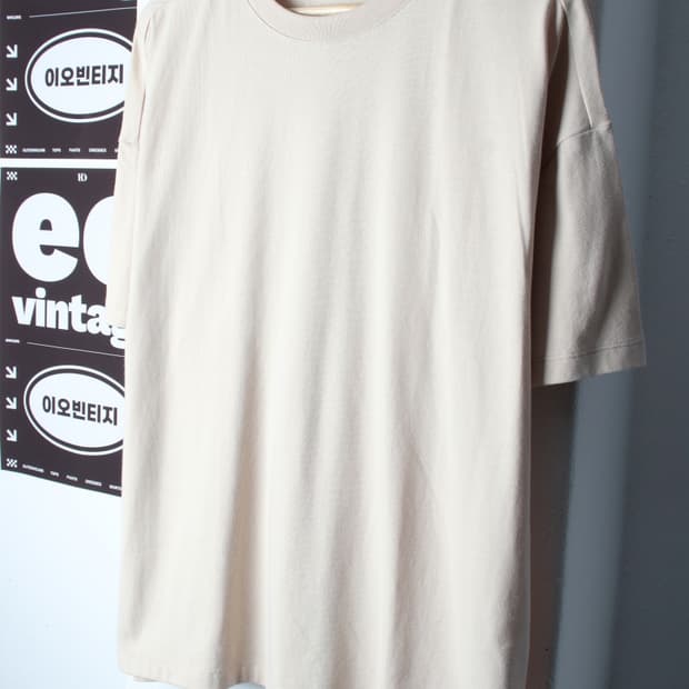 (L-XL) 더니트컴퍼니 반팔 티셔츠 오버핏 베이지 무지-H3H33852