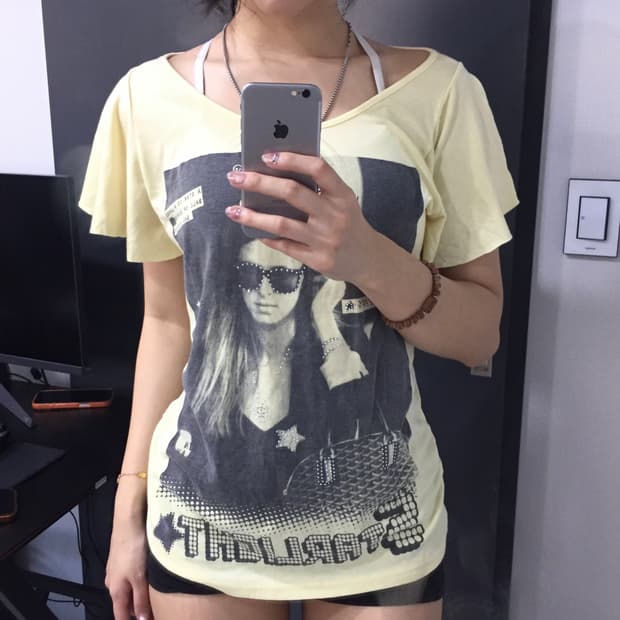 JPN vintage 프릴 큐빅 병아리 히메갸루 반팔 티셔츠