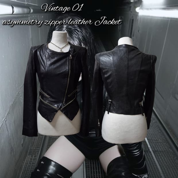 Vintage 01 asymmetry zipper leather Jack