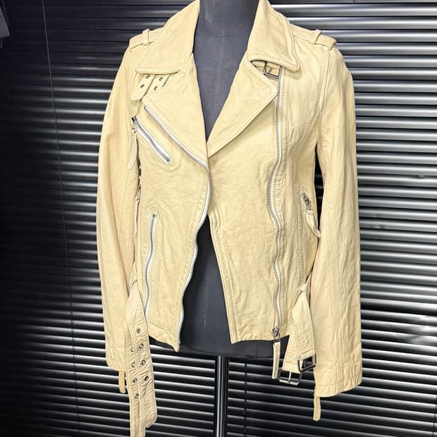 이태리 베이지 양가죽 라이더 바이커 자켓 고스 펑크 락 시크 갸루 로리 