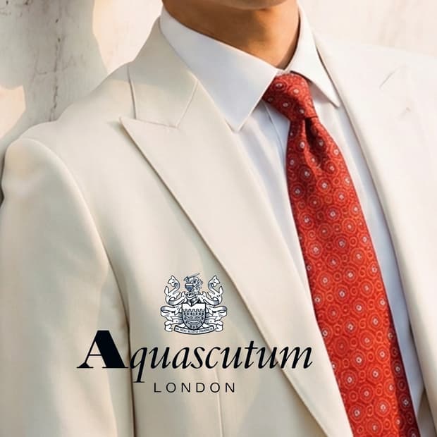 아쿠아스큐텀 넥타이 레드 플라워 패턴 S~A+등급 E896
