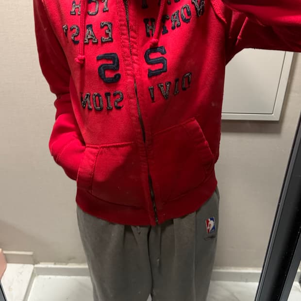 아베크롬비 레드 후드집업 L