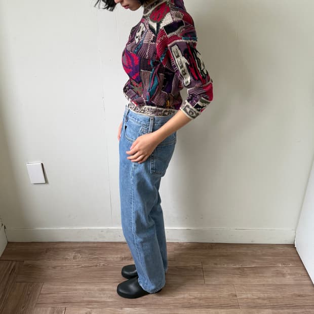 쿠지 그래픽 아이 케이블 스웨터