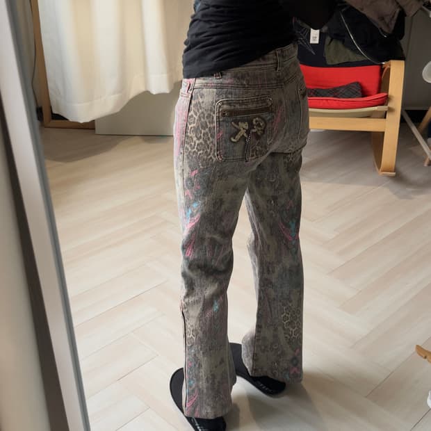 [GK] mixed pattern boot cut pants