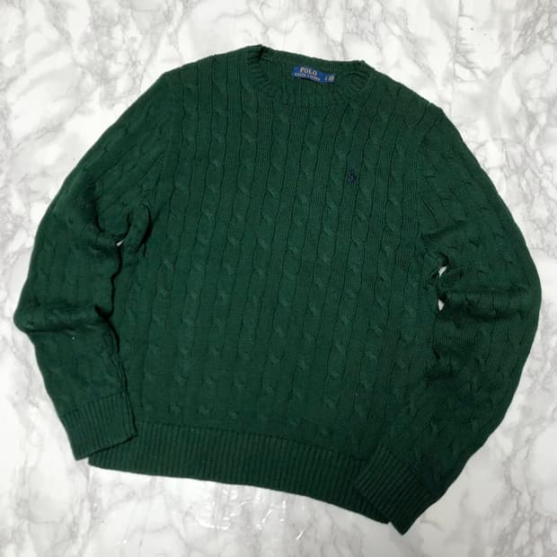 폴로 랄프로렌 니트 딥그린 꽈배기 상태최고