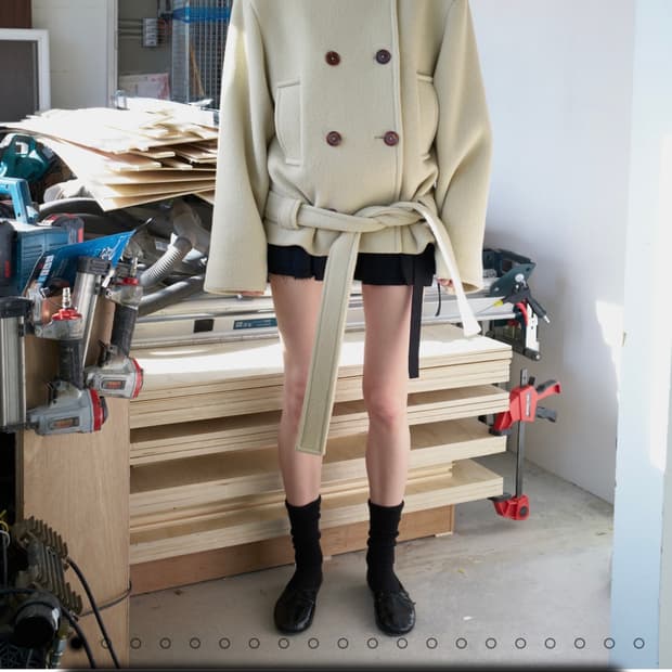 seo HIGH NECK DOUBLE BREASTED HALF COAT