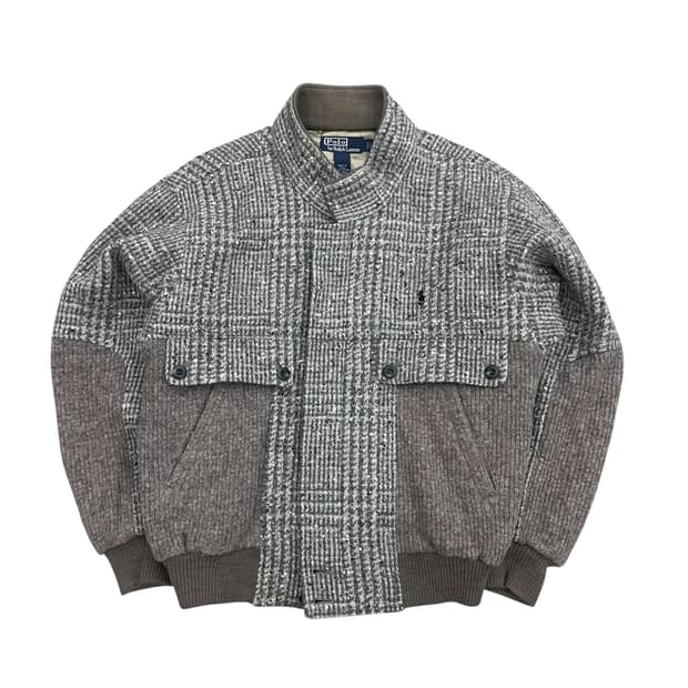 폴로 랄프로렌 체크 배색 블루종 자켓