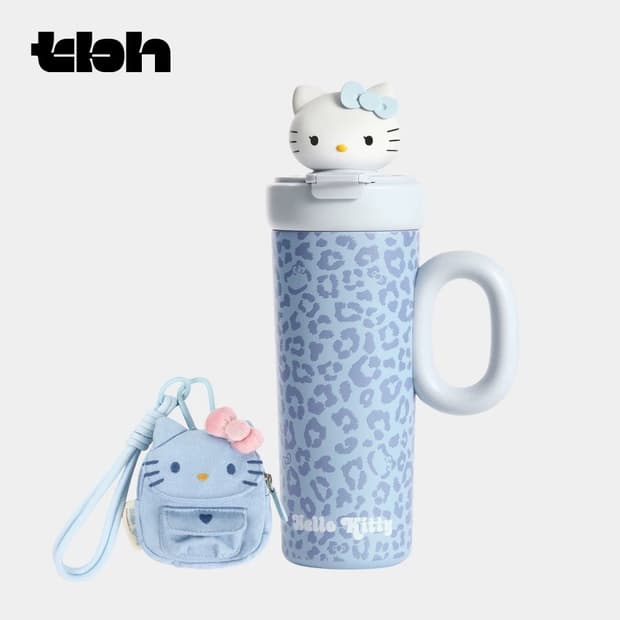 (박스x 미사용) tbh 헬로키티 레오파드 텀블러 블루