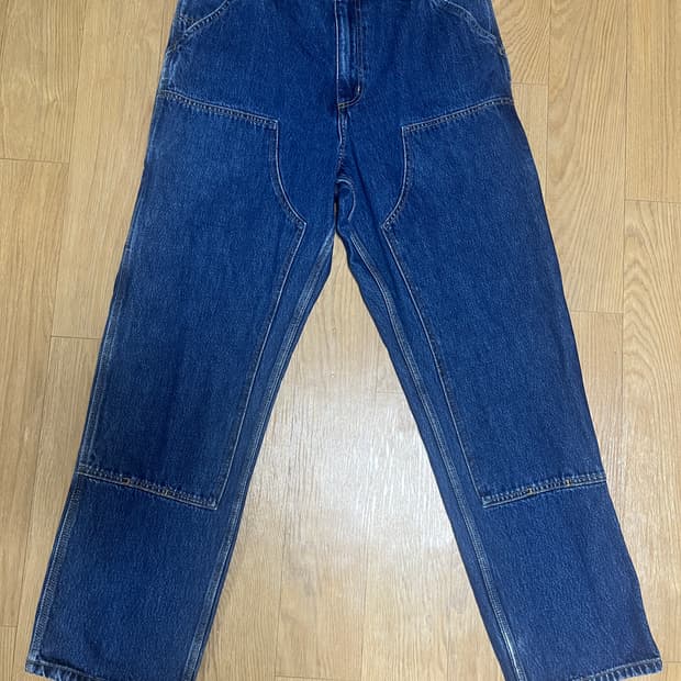 칼하트wip 더블니 팬츠 스미스 블루 스톤 워시드 31x32