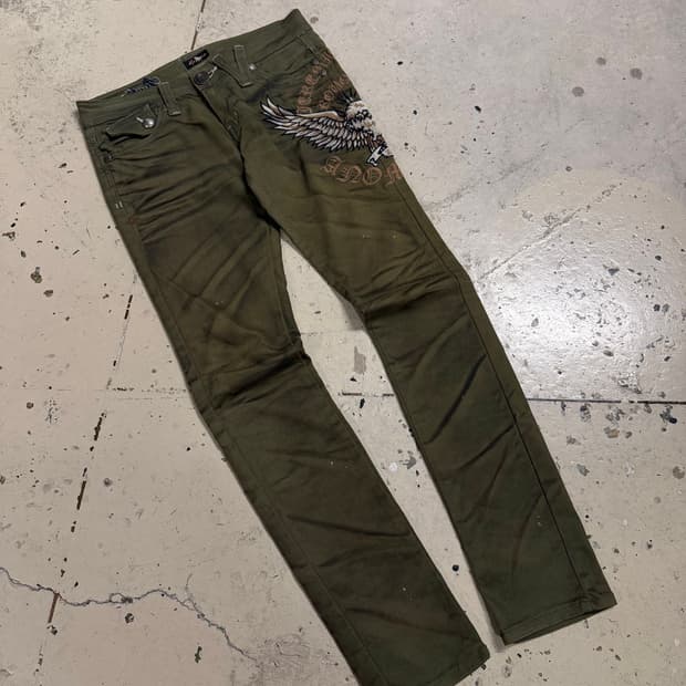 embroided detail washing skinny pants