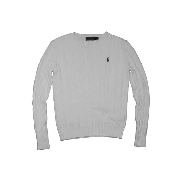 폴로 화이트 꽈배기 니트