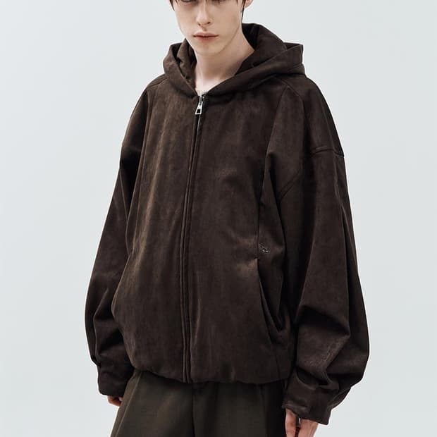 송지오 25FW 브라운 스웨이드 후드 점퍼