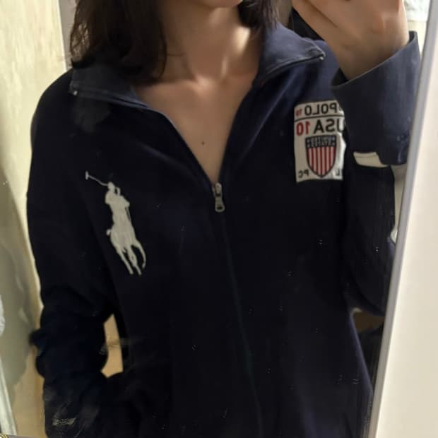 폴로 성조기 빅포니 USA 후드집업 네이비