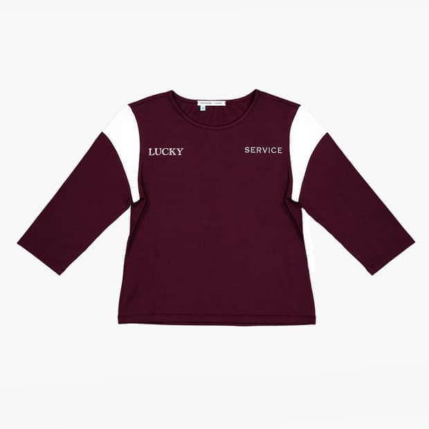 나비버스 Lucky Service Top 버건디 7부 티셔츠