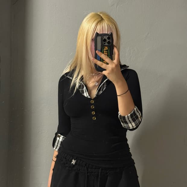 real mars layered collar detail top 