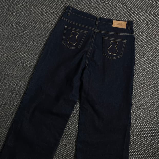 아코스튜디오 백 포켓 베어 스티치 생지 팬츠y 4376