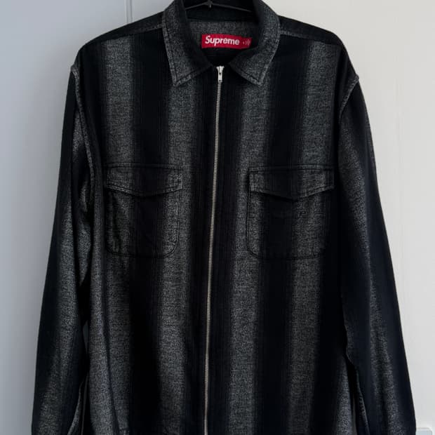 슈프림 스트라이프 플란넬 집업셔츠 블랙