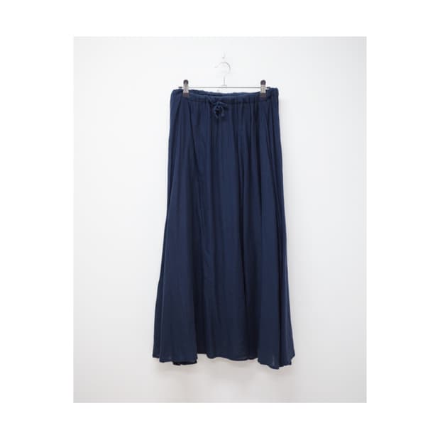 Navy banding cotton long skirt