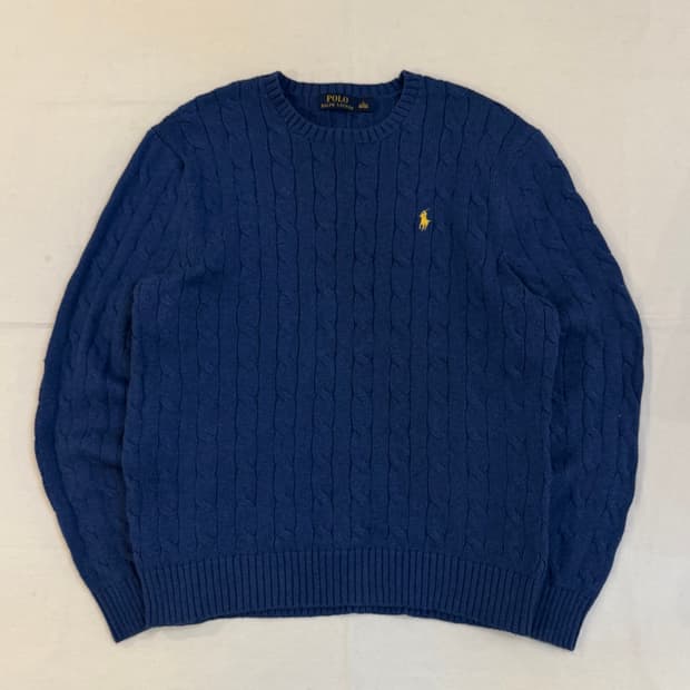 폴로 랄프로렌 꽈배기 케이블 니트 블루
