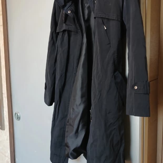 리본 춘추 하프 크롭 트렌치 코트