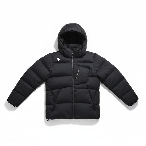 데상트 블랙 패딩 점퍼 후드