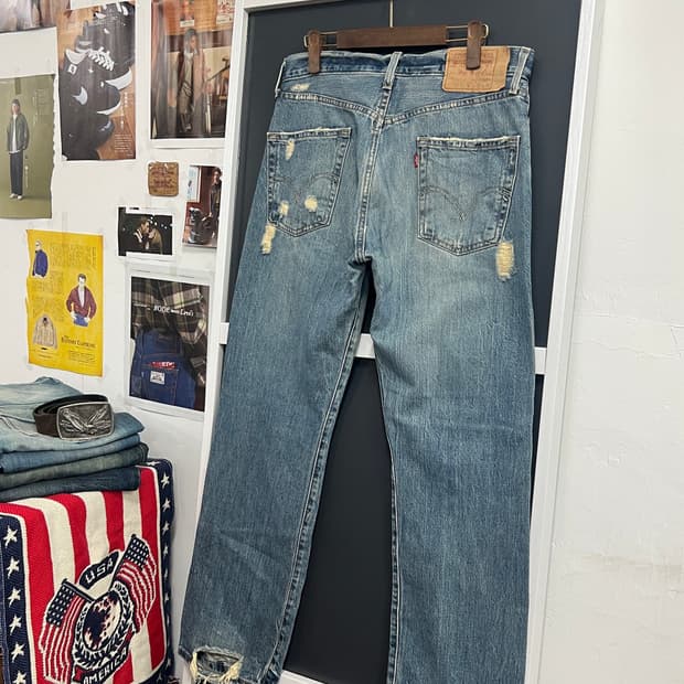 00s Levis 리바이스 501 스트레이트 데미지 데님 팬츠