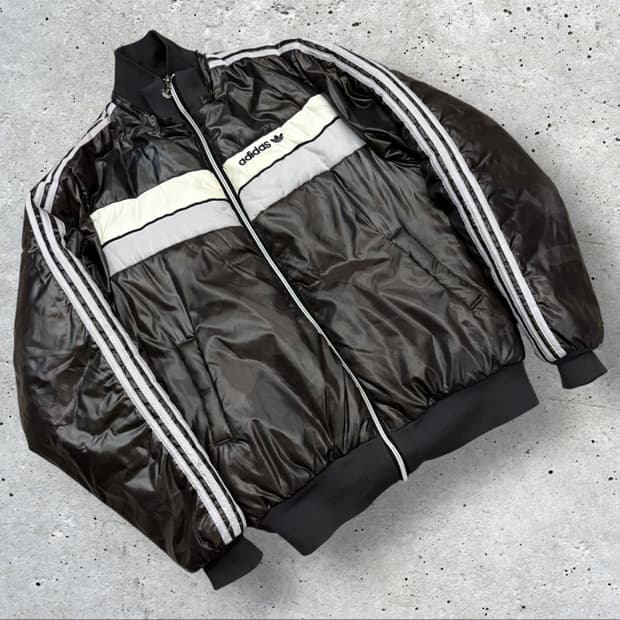 04s 아디다스 빅로고 카모 삼선 패딩 자켓 카키브라운 C814