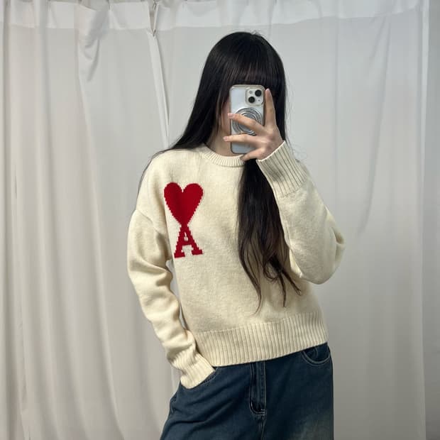 AMI Intarsia Wool Knit